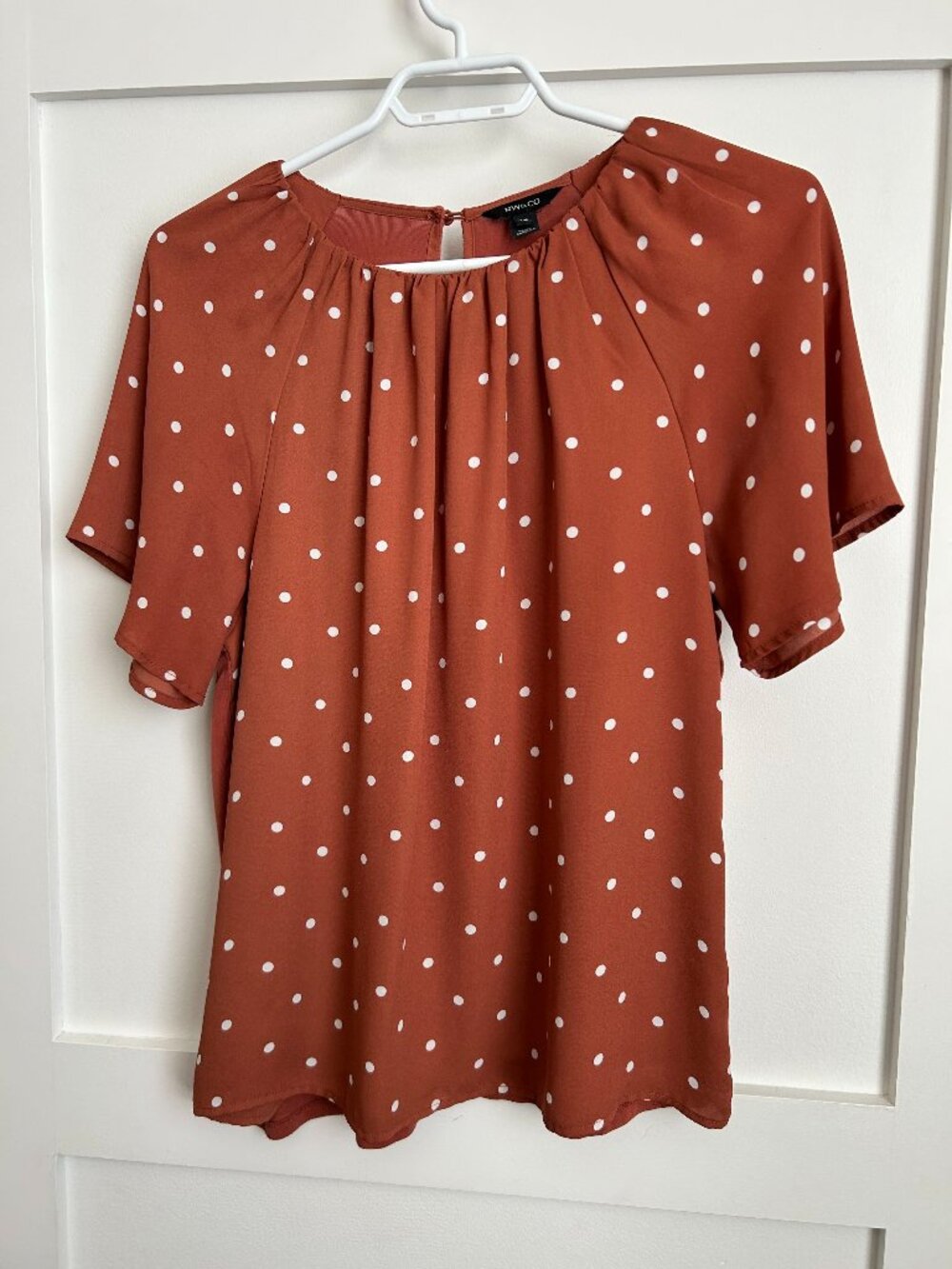 RW and Co Rust Polka dot Blouse
